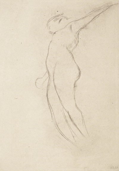 Schwebende nach links mit gesenktem rechten und erhobenem linken Arm von Gustav Klimt